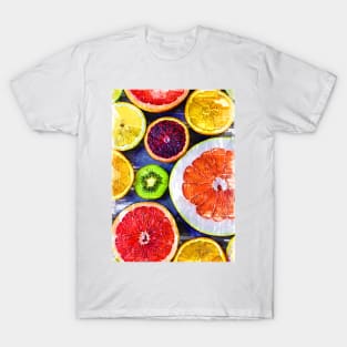 Colorful Citrus Fruits Kiwi Orange Pomegranate - For Fruit Lovers. T-Shirt